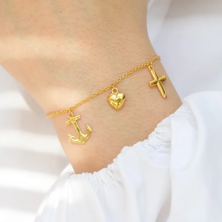 tro-hopp-kärlek armband i förgyllt silver - Amoré