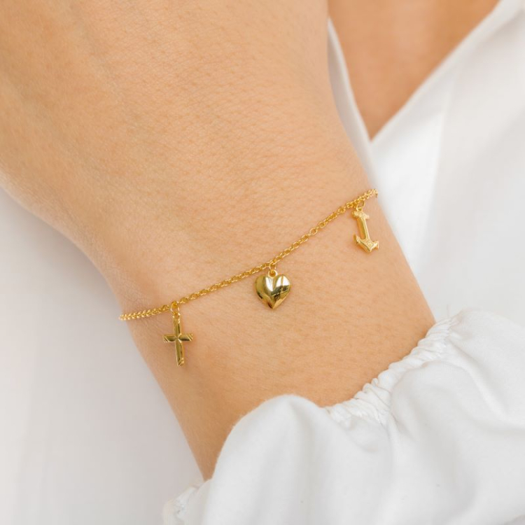 tro-hopp-kärlek armband i förgyllt silver - Amoré