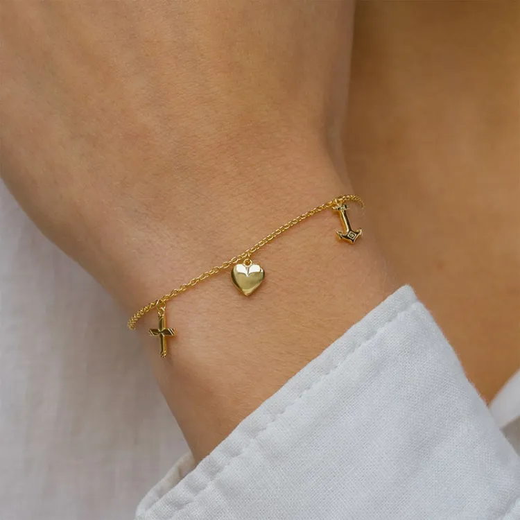 tro-hopp-kärlek armband i förgyllt silver - Amoré