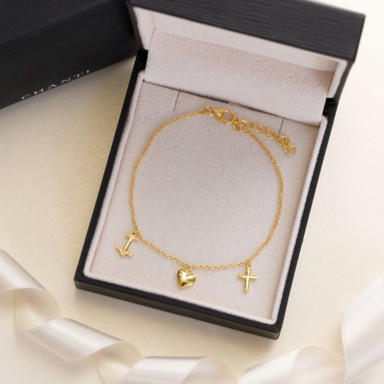 tro-hopp-kärlek armband i förgyllt silver - Amoré
