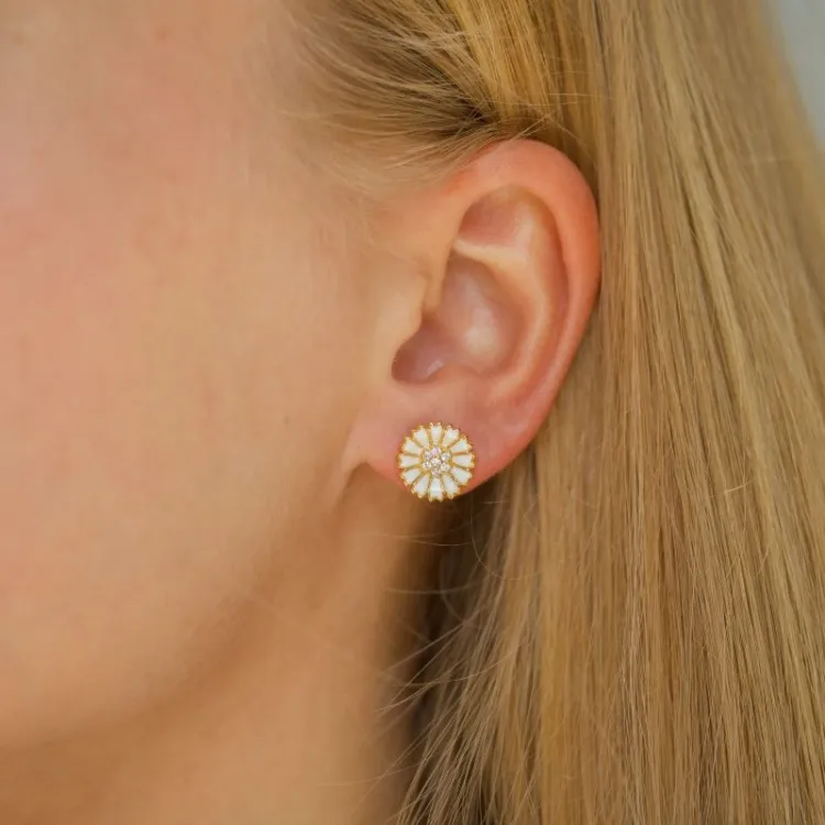 11 mm prästkrage zirkon örhängestift i förgyllt silver - Marie