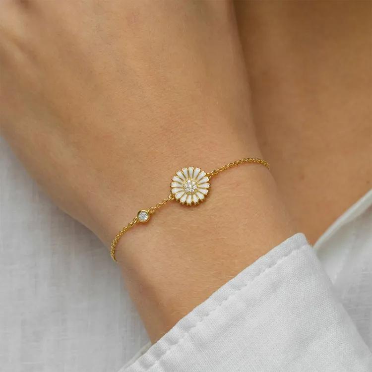 prästkrage zirkon armband i förgyllt silver - Marie