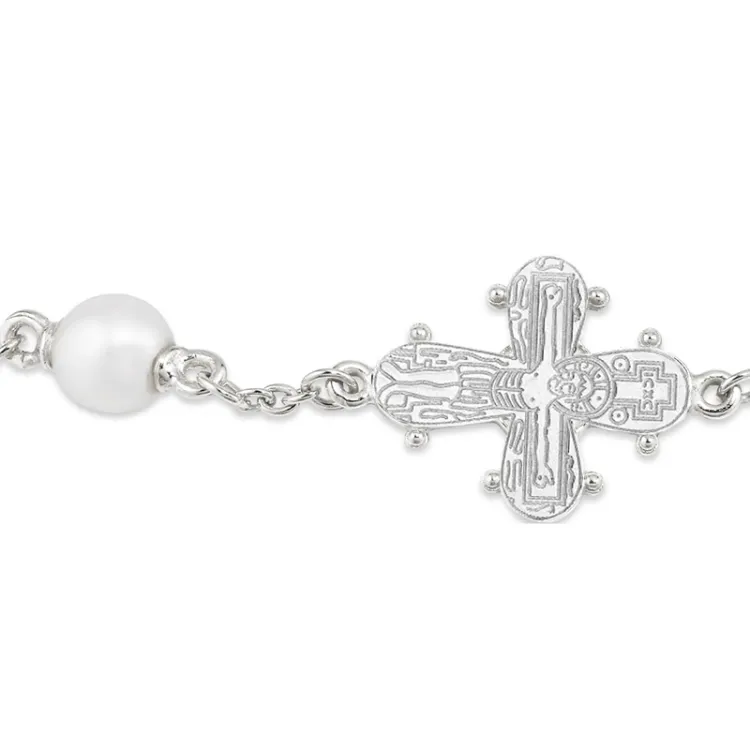 12 x 10,5 mm dagmarkors pärla armband i silver - Amoré