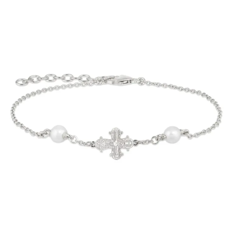10 x 8,5 mm dagmarkors pärla armband i silver - Amoré