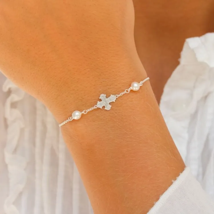 10 x 8,5 mm dagmarkors pärla armband i silver - Amoré