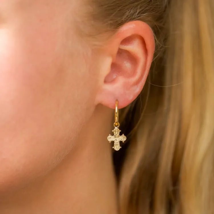 14 mm dagmarkors creol i förgyllt silver - Amoré