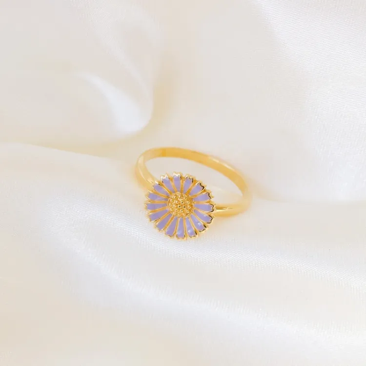 11 mm prästkrage lila ring i förgyllt silver - Marie