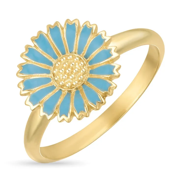 11 mm prästkrage blå ring i förgyllt silver - Marie