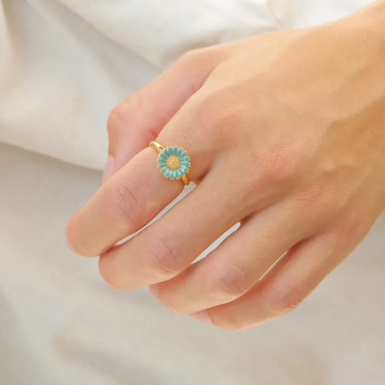 11 mm prästkrage blå ring i förgyllt silver - Marie