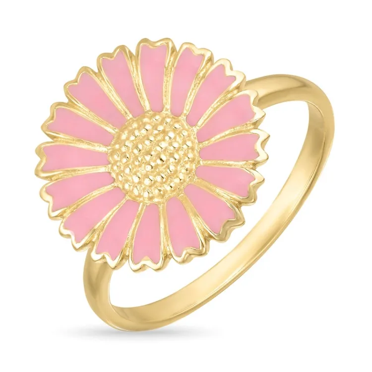 14 mm prästkrage rosa ring i förgyllt silver - Marie