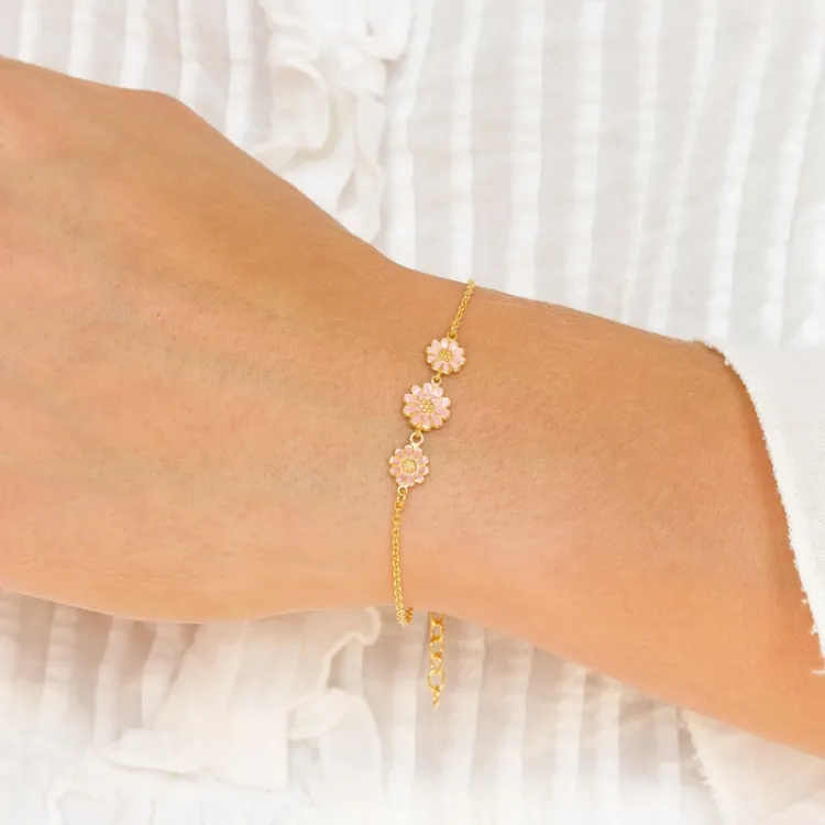 prästkrage rosa armband i förgyllt silver - Maggie