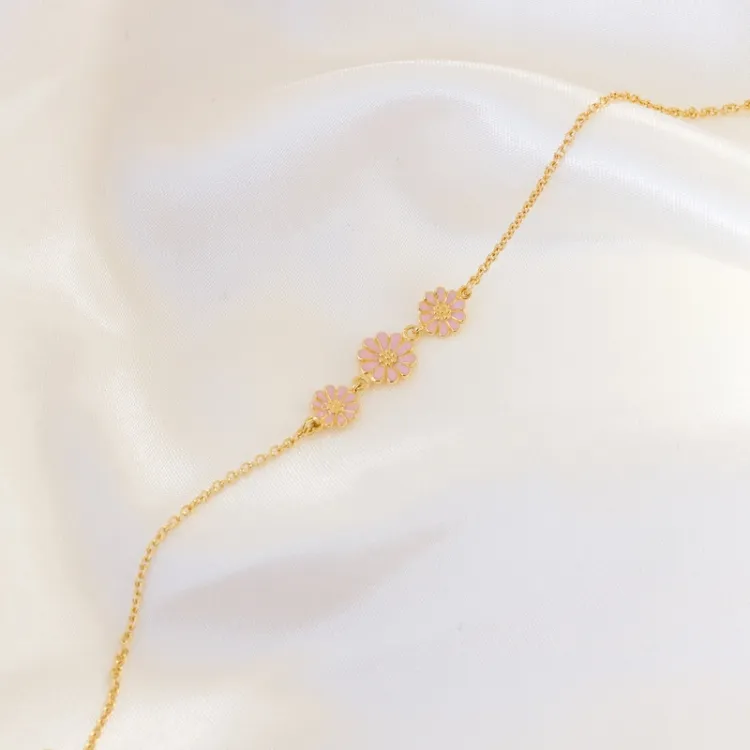 prästkrage rosa armband i förgyllt silver - Maggie