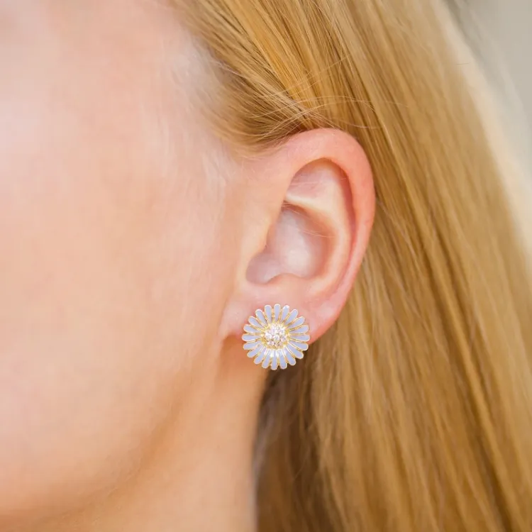 14,5 mm prästkrage lila örhängestift i förgyllt silver - Matilda