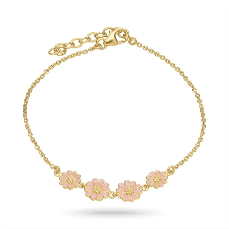 prästkrage rosa armband i förgyllt silver - Maggie
