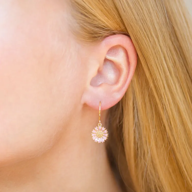11,5 mm prästkrage rosa örhängen i förgyllt silver - Marie