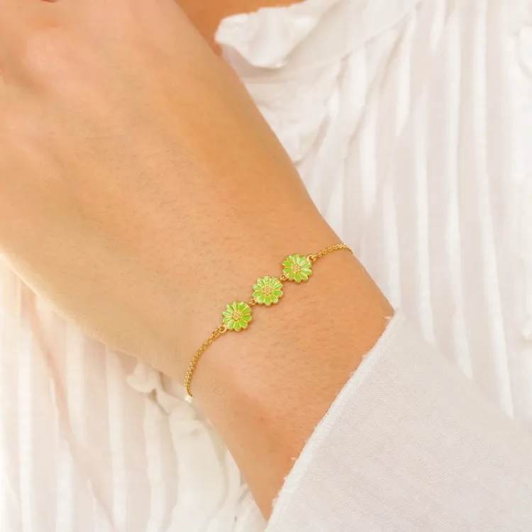 prästkrage ljusgrön armband i förgyllt silver - Maggie
