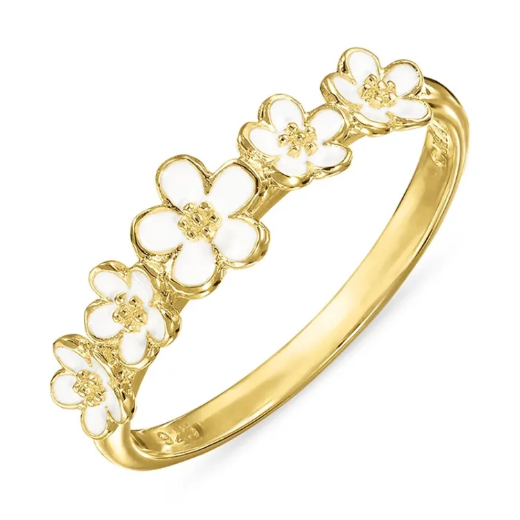 prästkrage vit ring i förgyllt silver - Majse