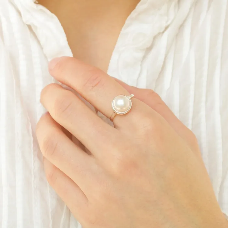 pärla ring i silver