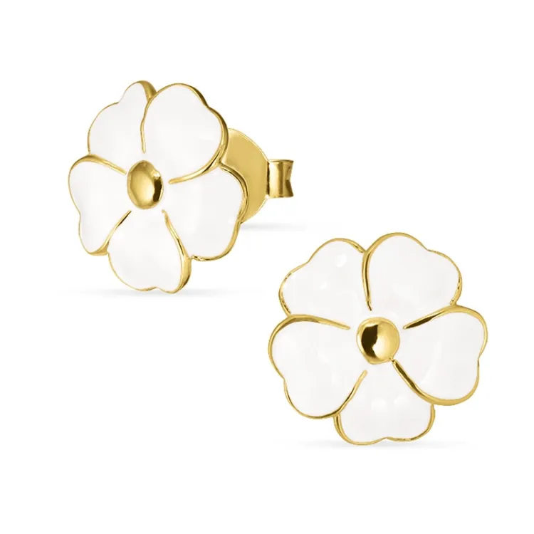 12 mm blommor örhängestift i förgyllt silver