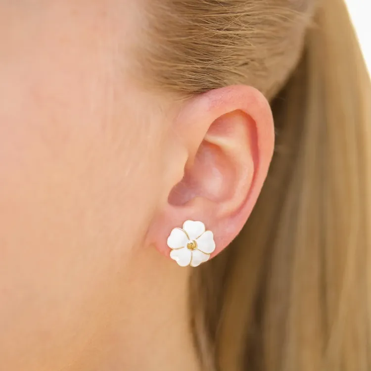 12 mm blommor örhängestift i förgyllt silver