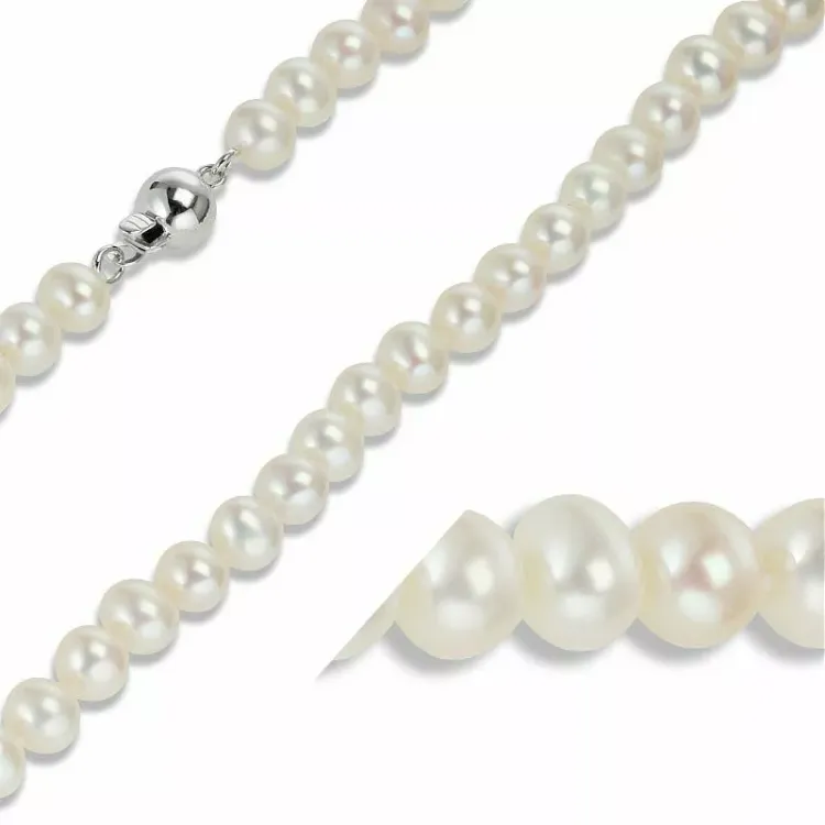 45 cm vit aa-graderad pärlakedja med sötvattenspärlor.