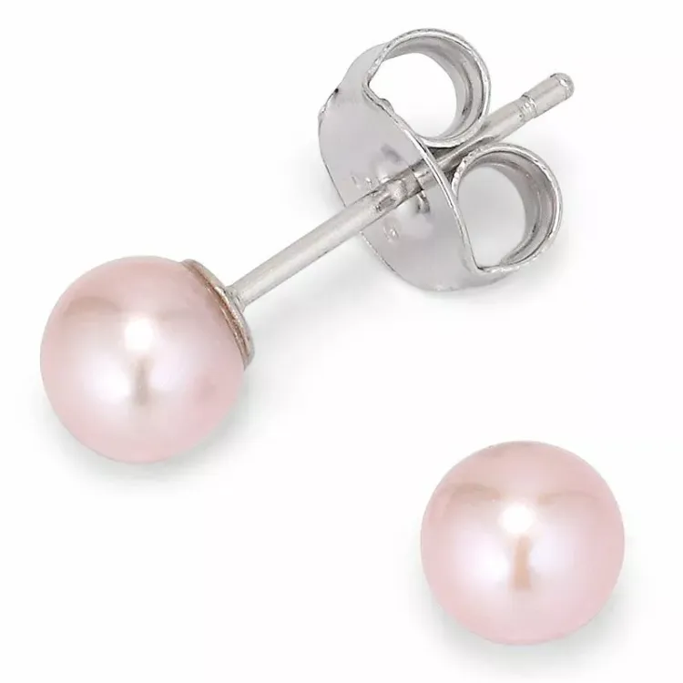 5-5,5 mm aa-graded rosa pärlörhängestift i silver