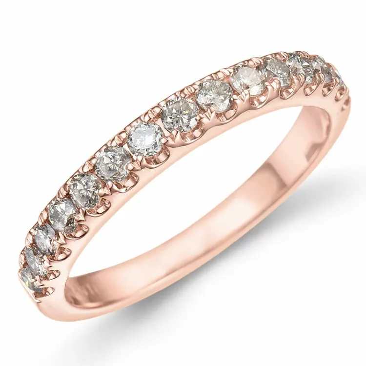 champagne diamant alliancring i 14 karat rödguld 0,50 ct