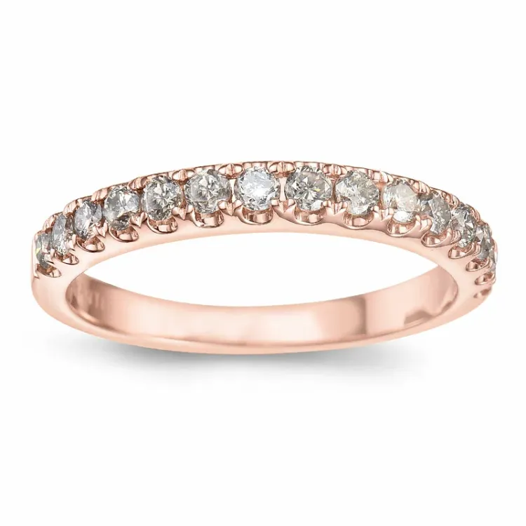 champagne diamant alliancring i 14 karat rödguld 0,50 ct