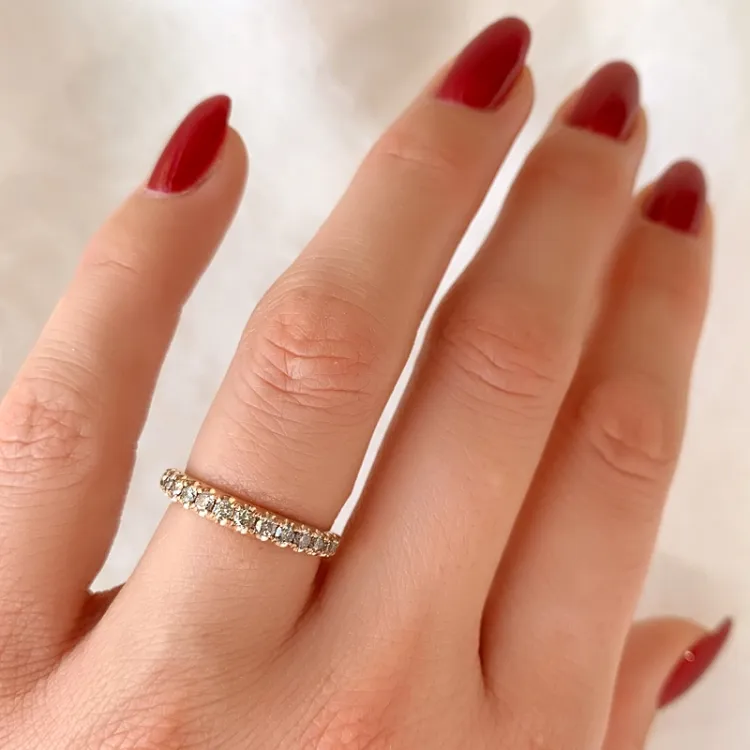 champagne diamant alliancring i 14 karat rödguld 0,50 ct