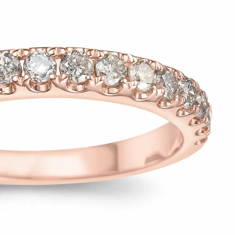 champagne diamant alliancring i 14 karat rödguld 0,50 ct