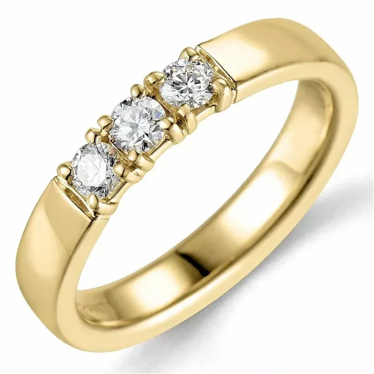 diamant alliancring i 14 karat guld 3 x 0,10 ct
