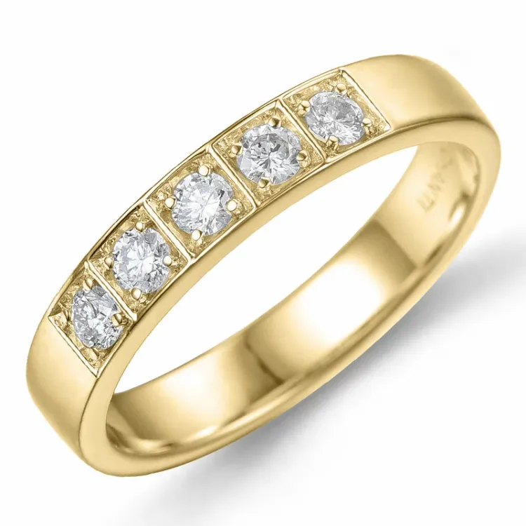 diamant alliancring i 14 karat guld 5 x 0,05 ct