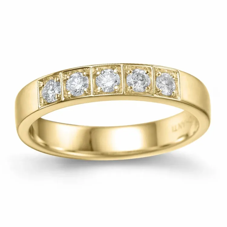 diamant alliancring i 14 karat guld 5 x 0,05 ct