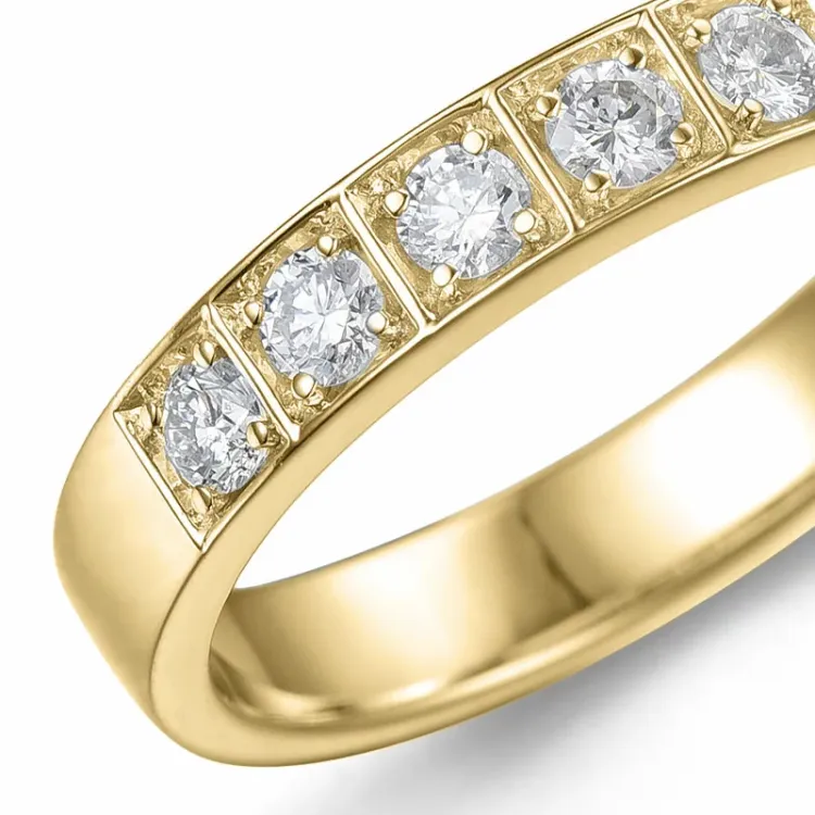 diamant alliancring i 14 karat guld 5 x 0,05 ct