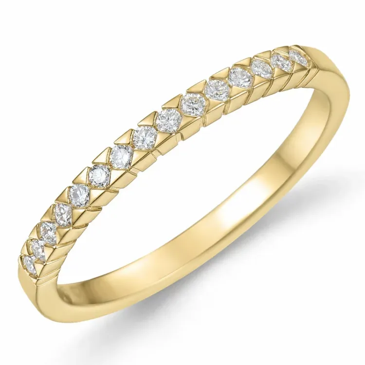 diamant alliancring i 14  karat guld 0,15 ct