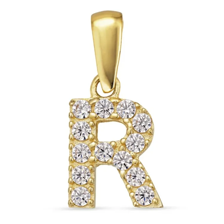 bokstav r hängen i 8 karat guld - My Letter