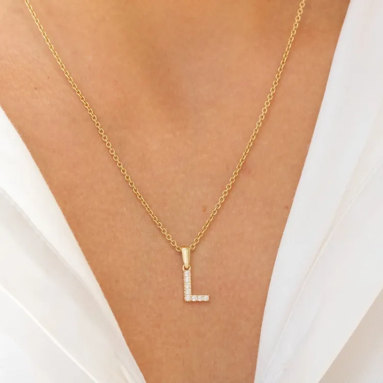 bokstav l hängen i 8 karat guld - My Letter