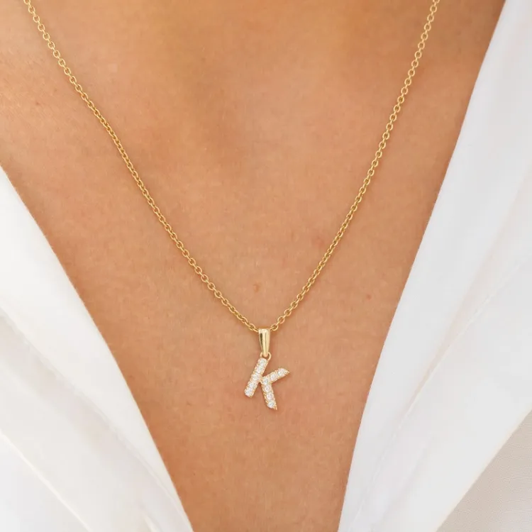 bokstav k hängen i 8 karat guld - My Letter