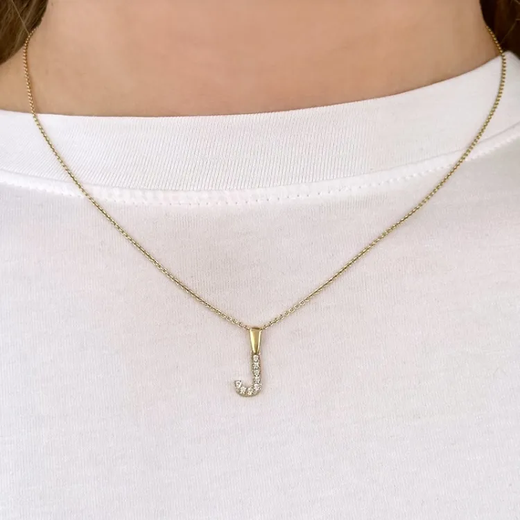 bokstav j hängen i 8 karat guld - My Letter