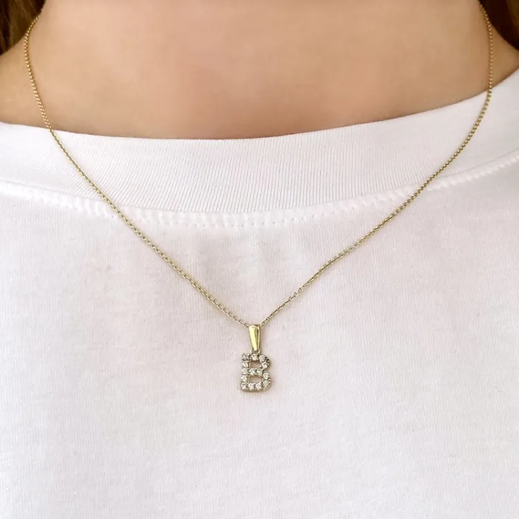 bokstav b hängen i 8 karat guld - My Letter