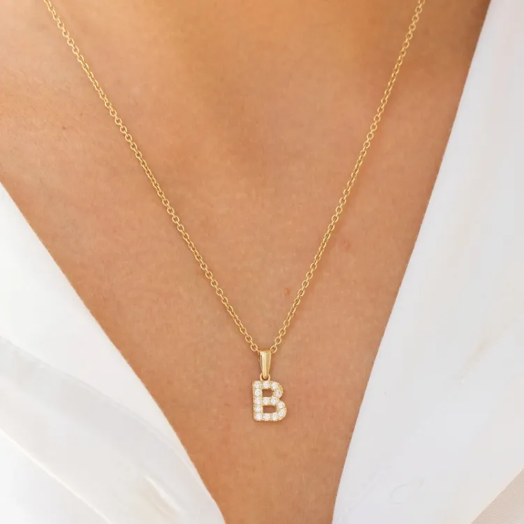 bokstav b hängen i 8 karat guld - My Letter