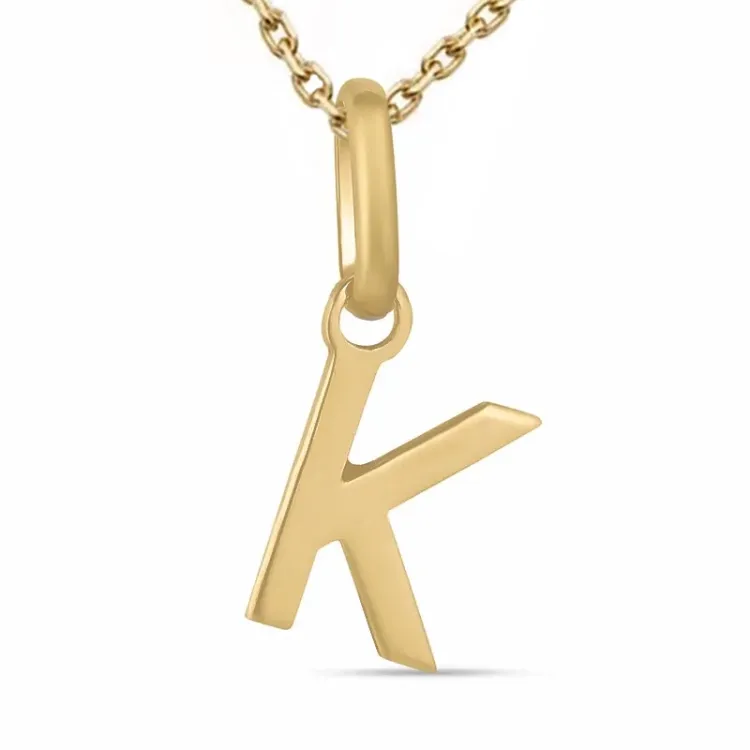 bokstav k halsband i förgyllt silver med hängen i 8 karat guld - My Letter