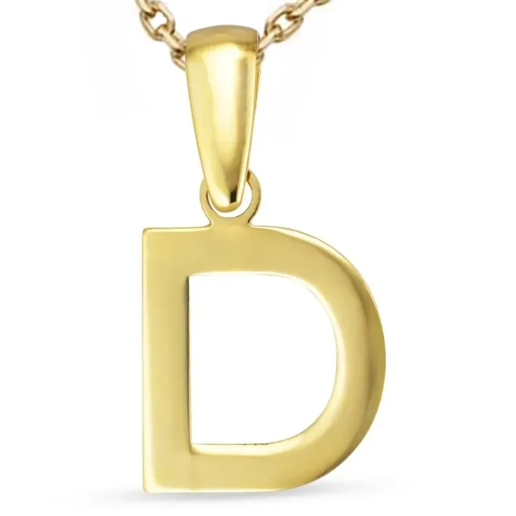 bokstav d halsband i förgyllt silver med hängen i 8 karat guld - My Letter