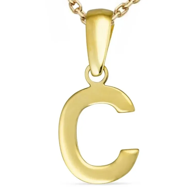 bokstav c halsband i förgyllt silver med hängen i 8 karat guld - My Letter