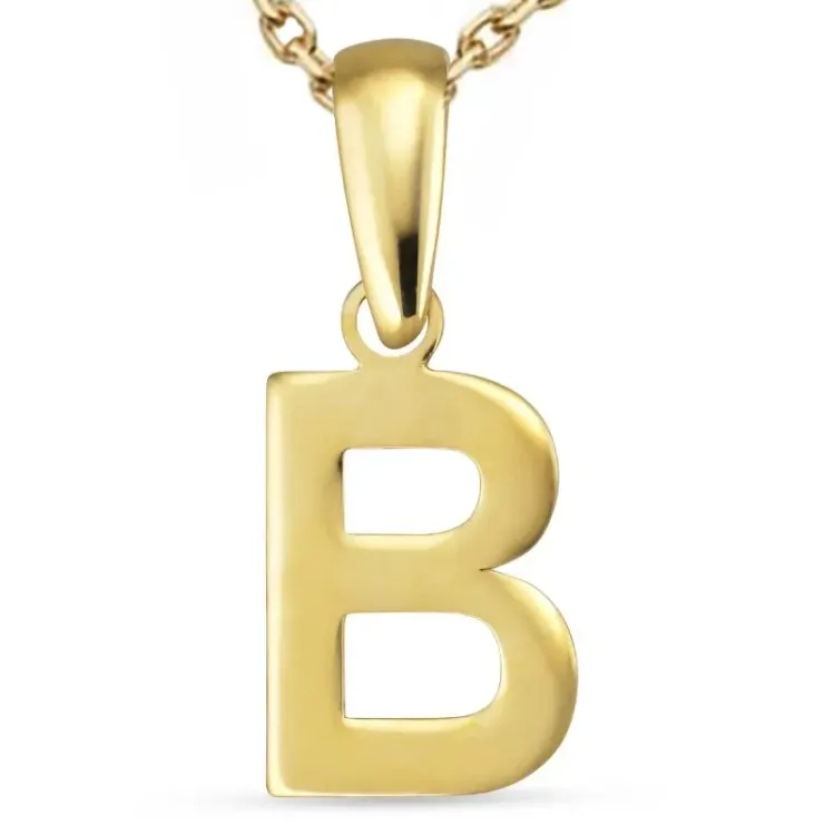 bokstav b halsband i förgyllt silver med hängen i 8 karat guld - My Letter