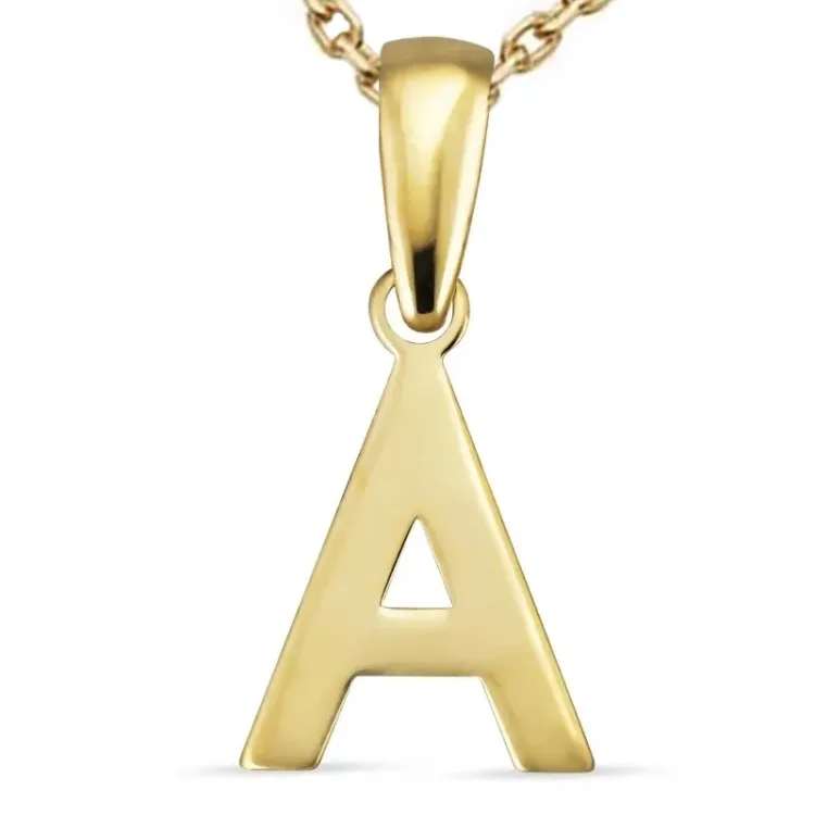 bokstav a halsband i förgyllt silver med hängen i 8 karat guld - My Letter