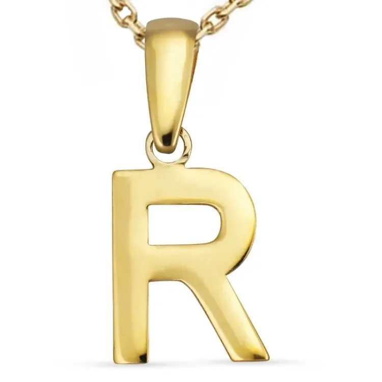 bokstav r halsband i förgyllt silver med hängen i 8 karat guld - My Letter