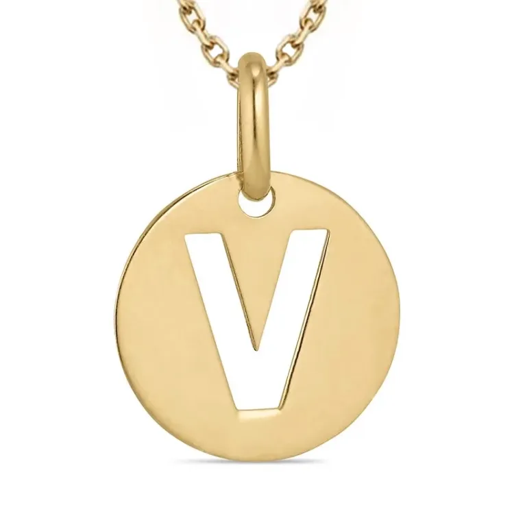 bokstav v halsband i förgyllt silver med hängen i 8 karat guld - My Letter