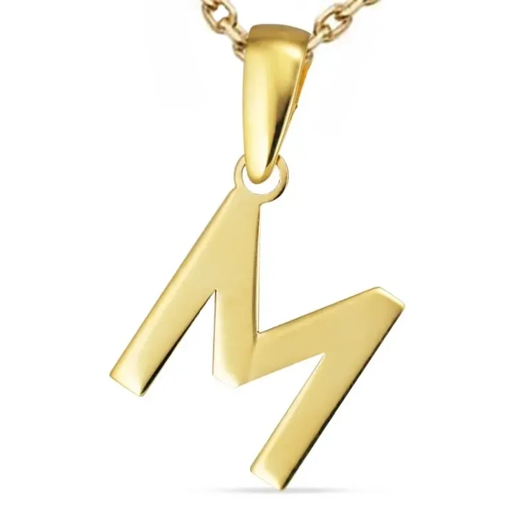 bokstav m halsband i förgyllt silver med hängen i 8 karat guld - My Letter