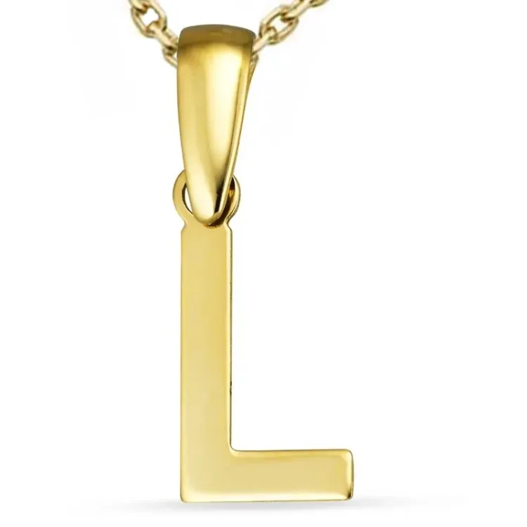 bokstav l halsband i förgyllt silver med hängen i 8 karat guld - My Letter